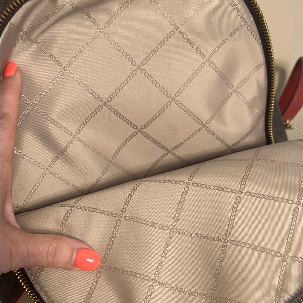 Michael Kors RARE Rhea Signature Backpack w/red snakeskin and MK logo - Picture 5 of 11